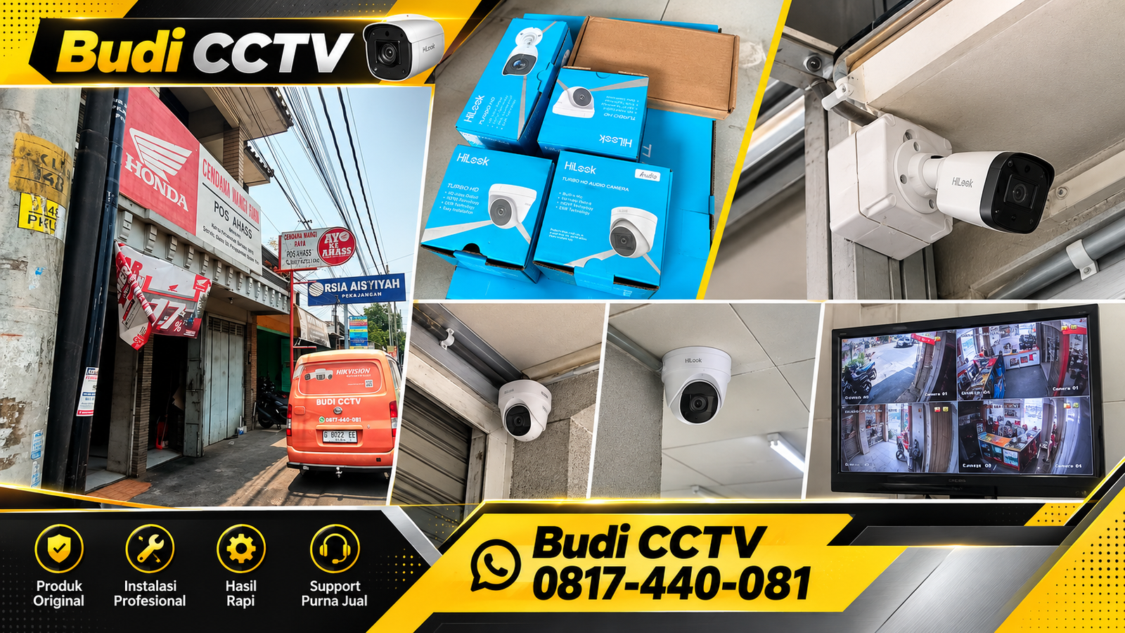 Instalasi CCTV Hilook di Cirebon untuk Bengkel Motor, Perangkat Bergaransi Resmi