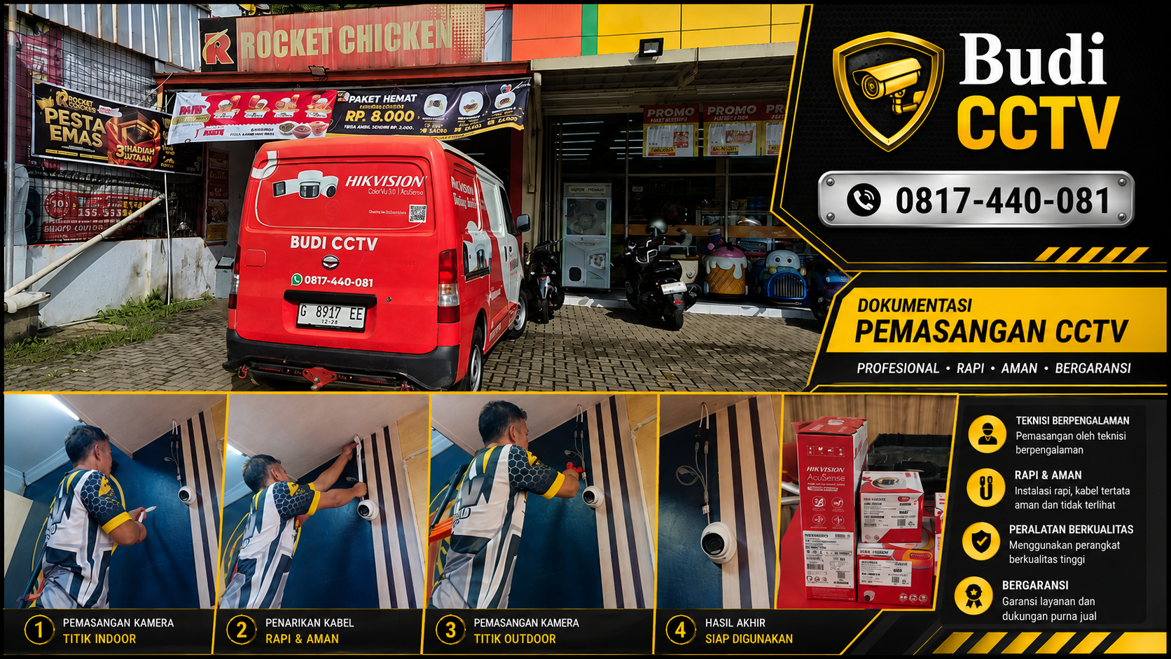 Pemasangan CCTV di Rocket Chicken Wado: Monitoring Lebih Mudah dan Aman