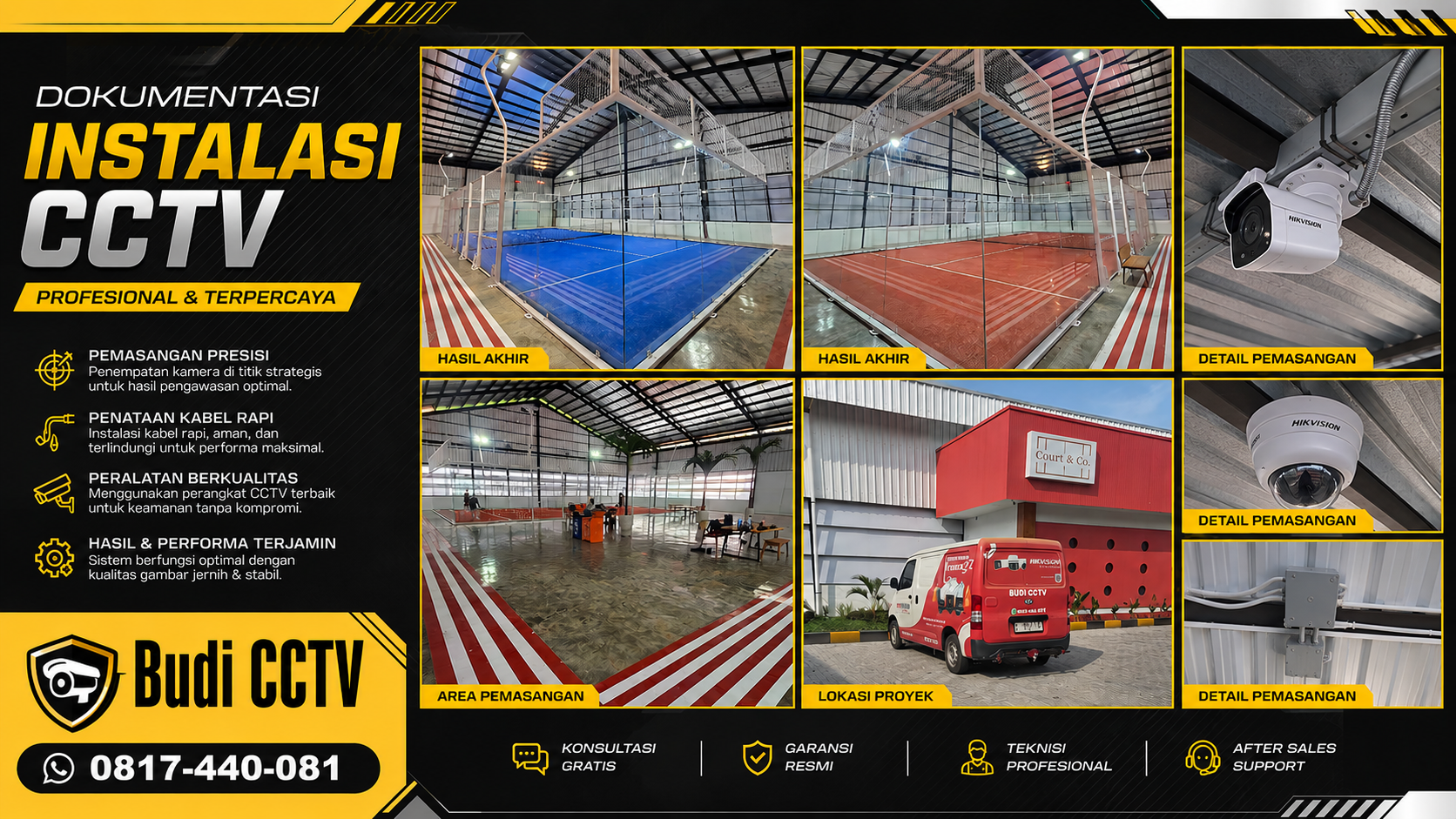 Pasang CCTV di Cirebon untuk Tempat Padel, Solusi Keamanan Modern dengan Gambar Berwarna 24 Jam