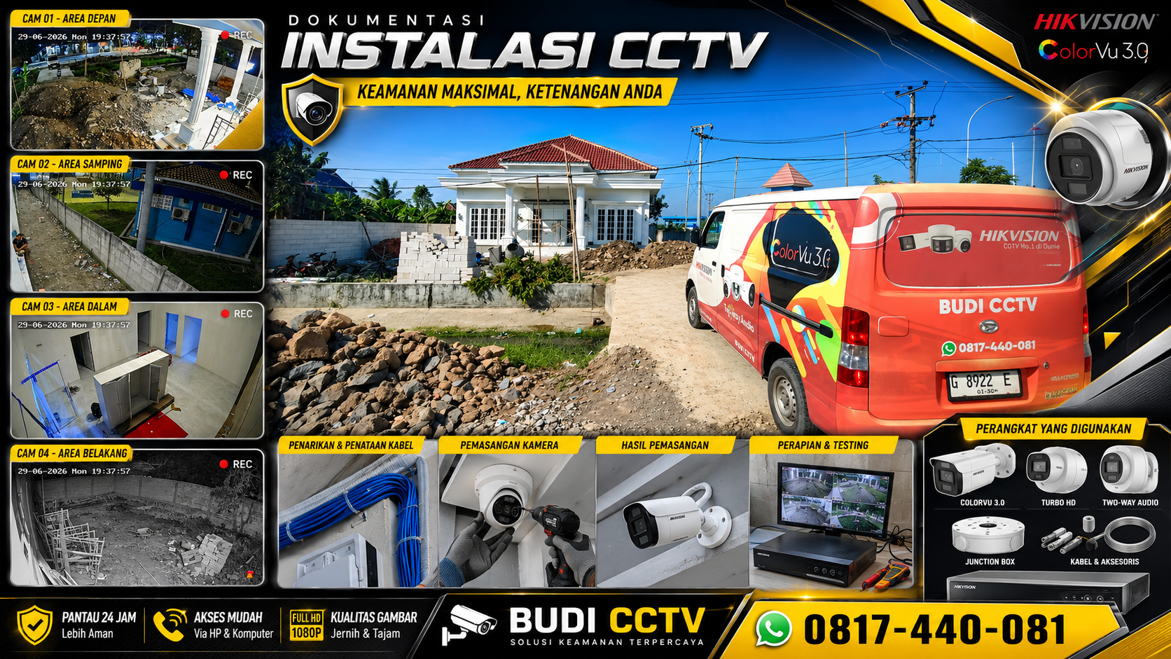 Instalasi  CCTV Hikvision Two Way Audio Cirebon, Paket Lengkap dari Pasang sampai Paham Pakai