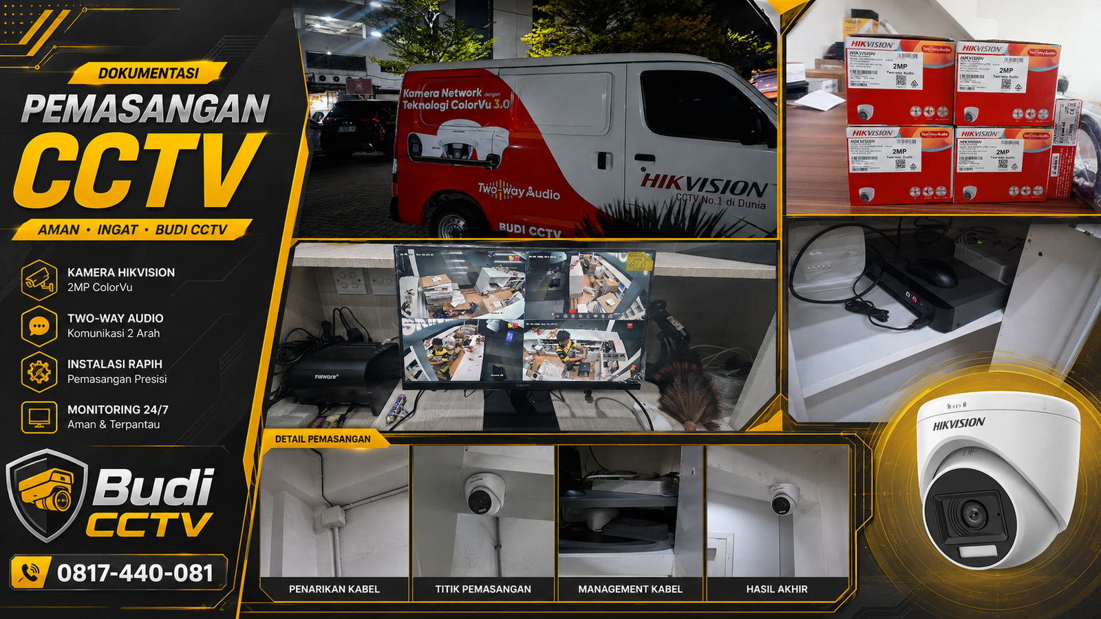 Instalasi CCTV Hikvision di Gudang Cirebon untuk Kenyamanan Pengawasan Pemilik Usaha