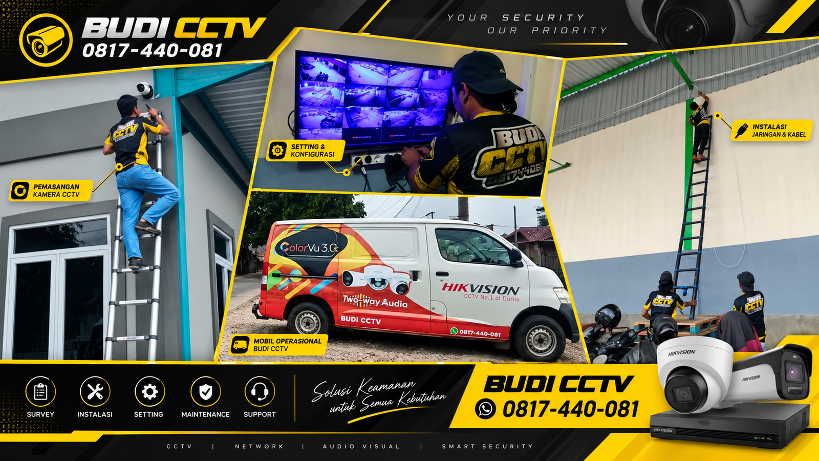 Instalasi CCTV Hikvision di Pabrik Cirebon untuk Pengawasan Jarak Jauh
